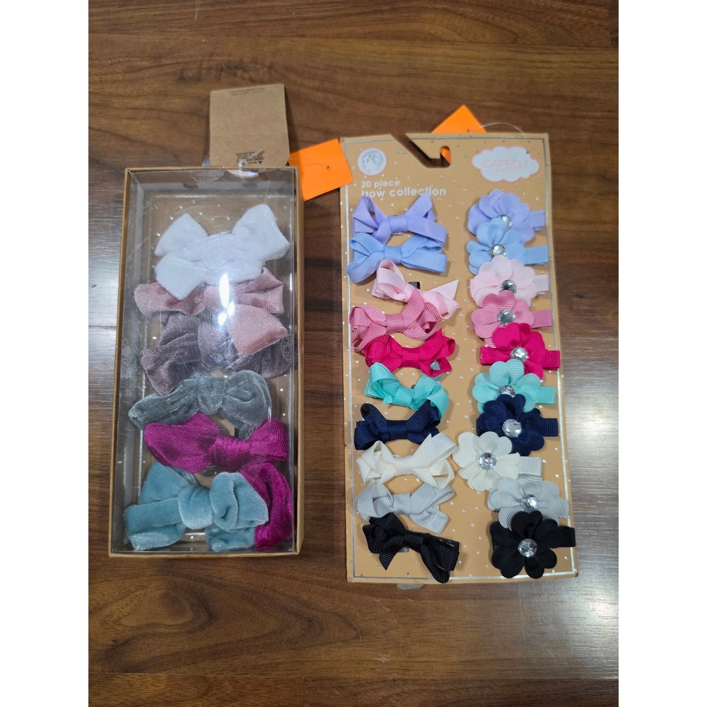 NWT Capelli New York Hair Bows Clips Set OS Multicolor Velvet Grosgrain 26pc
